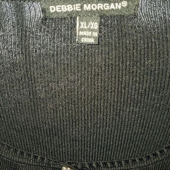 Debbie Morgan Black Unique Accent Gold like Floral Buttons LS Sz XL Cardigan - Picture 4 of 10